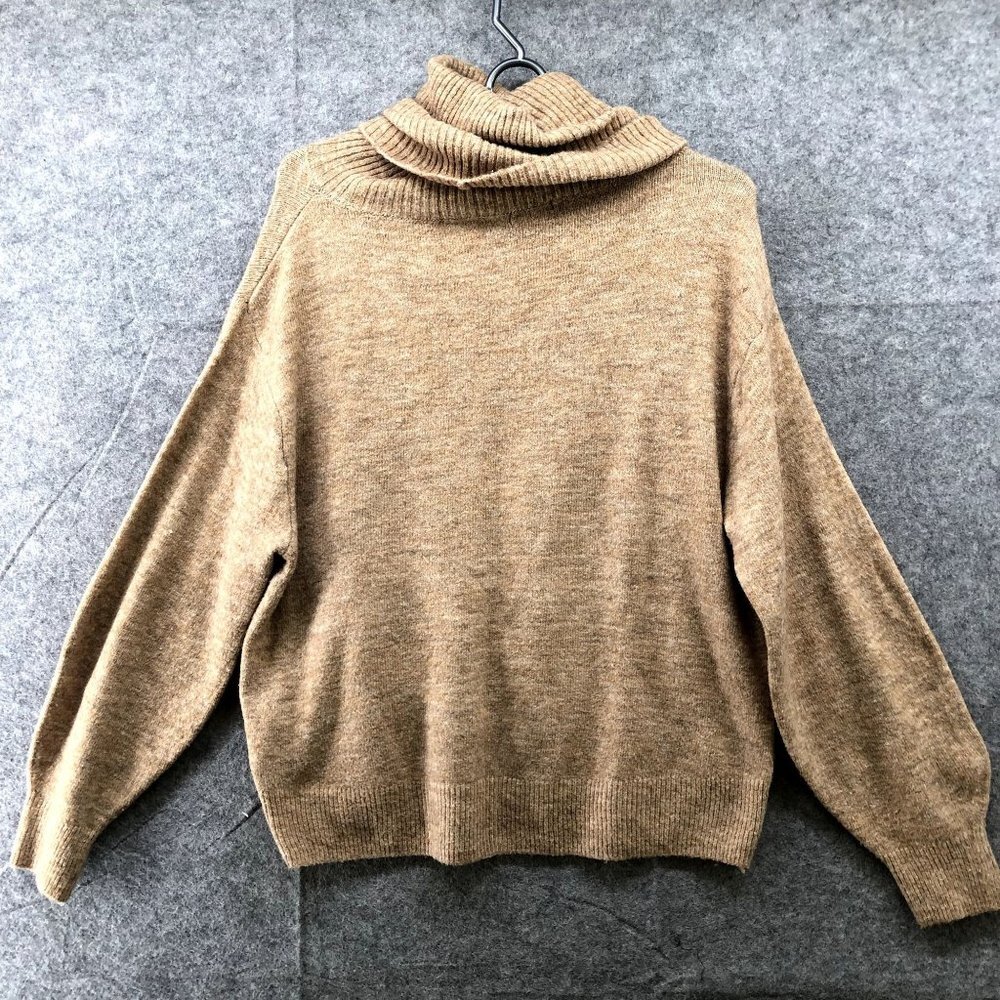 H&M Oversized Turtleneck Sweater Womens XS With Wool‎ Tan Soft Camel Cozy Knit